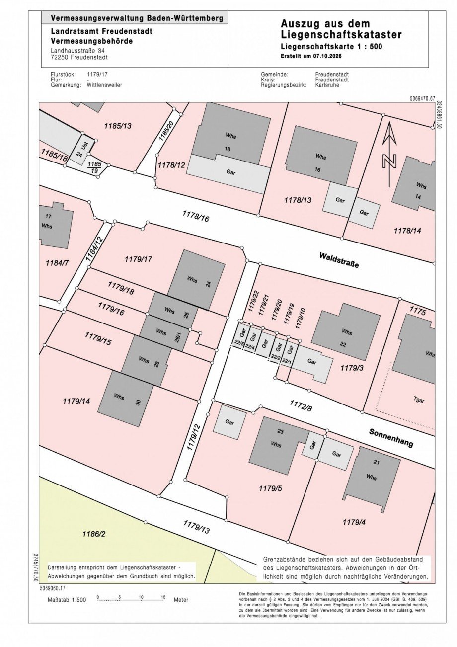Lageplan Reihenendhaus Freudenstadt-Wittlensweiler